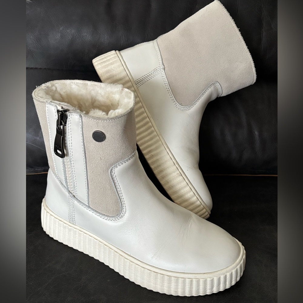 Waterproof Real Shearling Suede and Leather Pajar Ankle Boots